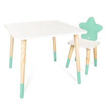 Kit Mesa e Cadeirinha Estrela Verde Infantil MDF