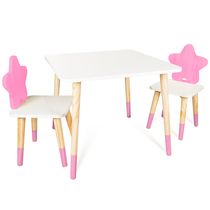 Kit Mesinha e 2 Cadeiras Estrela Rosa  Infantil MDF