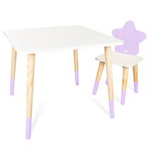 Kit Mesa e Cadeirinha Estrela Lilas Infantil MDF