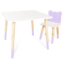 Kit Mesa e Cadeirinha Urso Lilas Infantil MDF