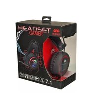 Fone De Ouvido Gamer Knup Kp-401 Preto Vermelho Com Luz Led