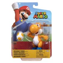 Super Mario - Boneco Articulado Orange Yoshi 10cm - Candide