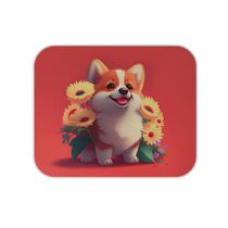 Mouse Pad em Tecido - Cute - Cachorrinho com Girassóis