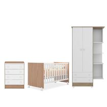 Quarto Infantil Berço Mini Cama Americano Branco / Carvalho