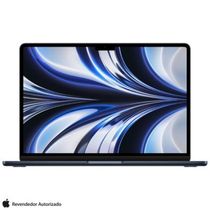 Apple MacBook Air 13" M2 (CPU de 8 núcleos e GPU de 8 núcleos, 8GB RAM , 256 GB SSD) - Meia-noite