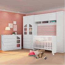 Quarto De Bebê Completo Eloisa Com Berço Branco Brilho - Phoenix Baby