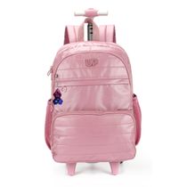 Mochila De Rodinhas Juvenil Com Lancheira Rosa - Up4you