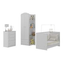 Quarto De Bebê Completo Com Berço 3 Em 1 Com Colchão Mp4154 Branco