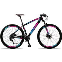 Bicicleta Alumínio Aro 29 Freio Hidraulico 24 Velocidades Cor:azul E Rosa;tamanho:15"