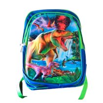 Mochila Escolar Infantil Masculina Azul e verde dinossauros