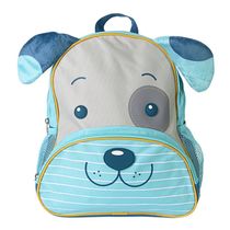 Mochila Infantil Cachorro Azul com Bolso Frontal e Alças