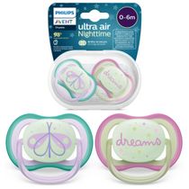 CHUPETA ULTRA AIR NOTURNA DUPLA BORBOLETA 0-6M PHILIPS AVENT