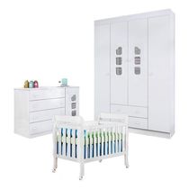 Quarto De Bebê Lívia Com Berço Lila Branco Brilho - Phoenix