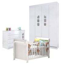 Quarto De Bebê Lívia Com Berço Americano Lara Branco Brilho - Phoenix