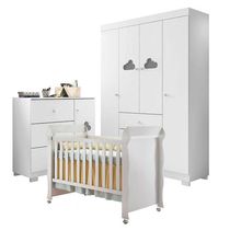 Quarto De Bebê Ane Com Berço Americano Mirelle Branco Brilho - Phoenix Baby