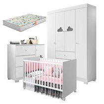 Quarto De Bebê Ane Com Berço Americano Tico Branco Brilho E Colchão Gazin - Phoenix Baby