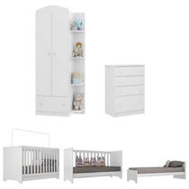 Quarto Infantil Completo Com Berço 3x1 Fg3033 Branco/colorido