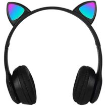 Cópia - Fone Bluetooth Orelha De Gato Led Colorido (PRETO)