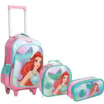 Kit Mochila Infantil Estojo e Lancheira Sereia Rosa - Yepp