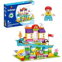 Casinha para Montar Super Castelo Encantado com Bonecos Carrinhos 126 pçs Xalingo