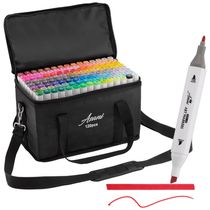 Conjunto de Canetas Artisticas 120 Cores com Estojo de Viagem e Pontas Duplas para Adultos e Crianças, Asani
