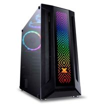 Gabinete Gamer Eatx Vinik Vx Gaming Sagitarius Com Vidro Temperado Preto Frontal Com 3 Fans E Rgb