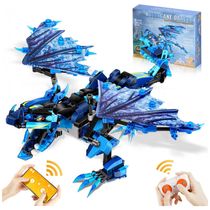 Robô Dragão Sillbird 549 Peças com Controle Remoto e APP para Crianças Acima de 6 Anos, Azul