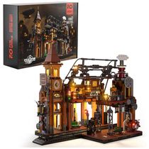 Kit de Construção Estação de Trem 1843 Peças, para Crianças a Partir de 8 Anos, FUNWHOLE, Marrom