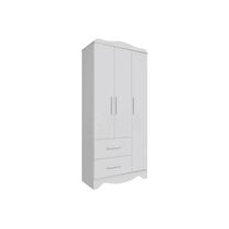 Guarda Roupa Infantil Clara C- 3 Portas Lisa E 2 Gavetas Branco Brilho - Peroba