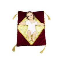 Menino Jesus Roupa Branca Na Almofada 37cm - Enfeite Resina - Tudo em Caixa