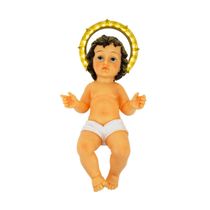 Menino Jesus Coroa Acende 44cm - Enfeite Resina - Tudo em Caixa