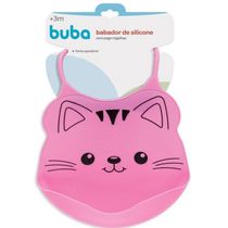 Babador Silicone Pega Migalha Gato Rosa Buba