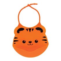 Babador Silicone Com Pega Migalhas Laranja Tigrezinho Buba