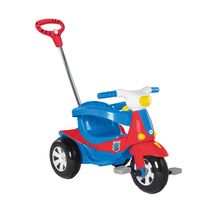 TRICICLO INFANTIL VELOMOTO AZUL E VERMELHO - CALESITA