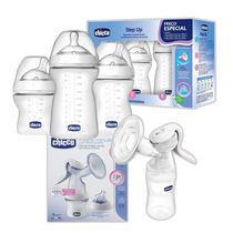 KIT 3 MAMADEIRAS 150ML, 250ML E 300ML E BOMBA TIRA LEITE STEP UP MANUAL - CHICCO