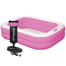 Piscina Inflável Retangular Rosa 302 Litros com Bomba PVC VG+