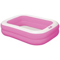 Piscina Inflável Retangular Rosa 100 Litros Pvc Vg+