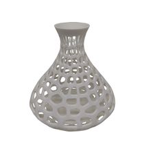 Vaso Vazado Impressão 3d Decorativo Sala 13 cm Branco