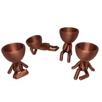Kit 4 Vasos Suculentas Decoração Robert Plant Vaso 3D Decorativo Bronze