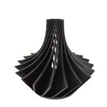 Vaso Aletado Torcido Impressão 3D Decoração 14cm Sala Moderno Preto