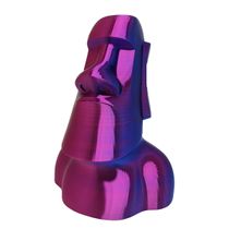 Moai Estátua Escultura 20 Cm Ilha Da Páscoa Decoração 3D Bicolor Azul e Lilás Enfeite