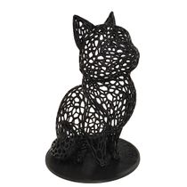 Gato Sentado 18 cm Vazado 3D Enfeite Preto