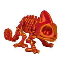 Camaleão Esqueleto Boneco Articulado Laranja Amarelo Impressão 3D