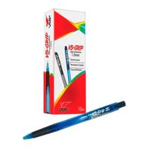 Caixa Caneta Esferografica Suave Retratil Média Plástico 12u - Azul