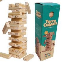 TORRE DE EQUILIBRIO JENGA TORREMOTO MADEIRA MACIÇA 54 PEÇAS