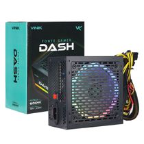 Fonte Gamer DASH 600W Preto com FAN LED RGB - VFG600WPR