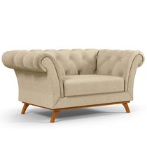 Sofá 2 Lugares Para Sala de Estar Império 150 cm D02 Linho Bege C-129 - Lyam Decor