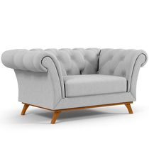 Sofá 2 Lugares Para Sala de Estar Império 150 cm D02 Linho Cinza D-315 - Lyam Decor