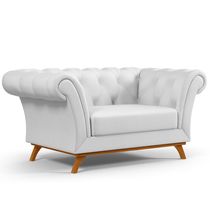 Sofá 2 Lugares Para Sala de Estar Império 150 cm D02 Corano Branco C-12 - Lyam Decor