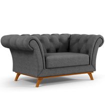 Sofá 2 Lugares Para Sala de Estar Império 150 cm D02 Linho Cinza Escuro C-416 - Lyam Decor